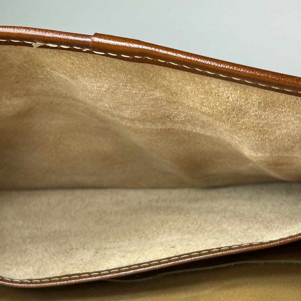 Vintage Brahmin Crossbody Bag Clutch Made in USA Tan Brown Croc Embossed Leather - Picture 13 of 16